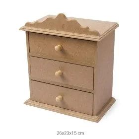 KU274 3 Çekmeceli Kutu Ahşap Boyanabilir Obje